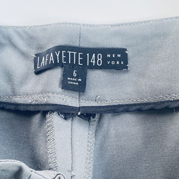 Lafayette 148 Pants Size 6 Gray Wide Leg Trousers Dress Pants Classic Minimalist - Picture 6 of 10